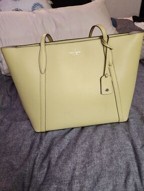 Kate Spade Light Yellow Tote Bag Large Structured Shoulder Purse NWOT